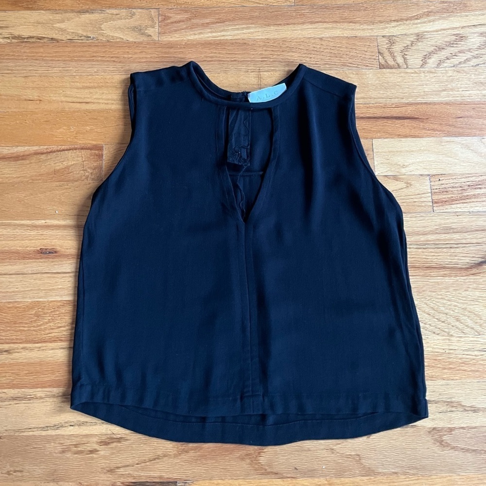 ALC Black Cropped Short Cutout detail Tank Small
